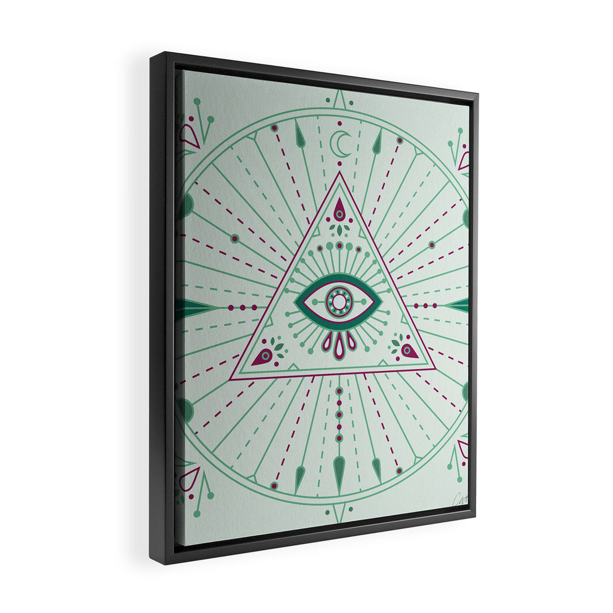 Evil Eye Mandala - Mint Framed Canvas Print Gallery Image 2