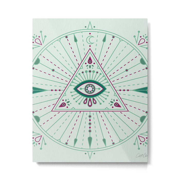 Evil Eye Mandala - Mint Metal Print Gallery Image 1