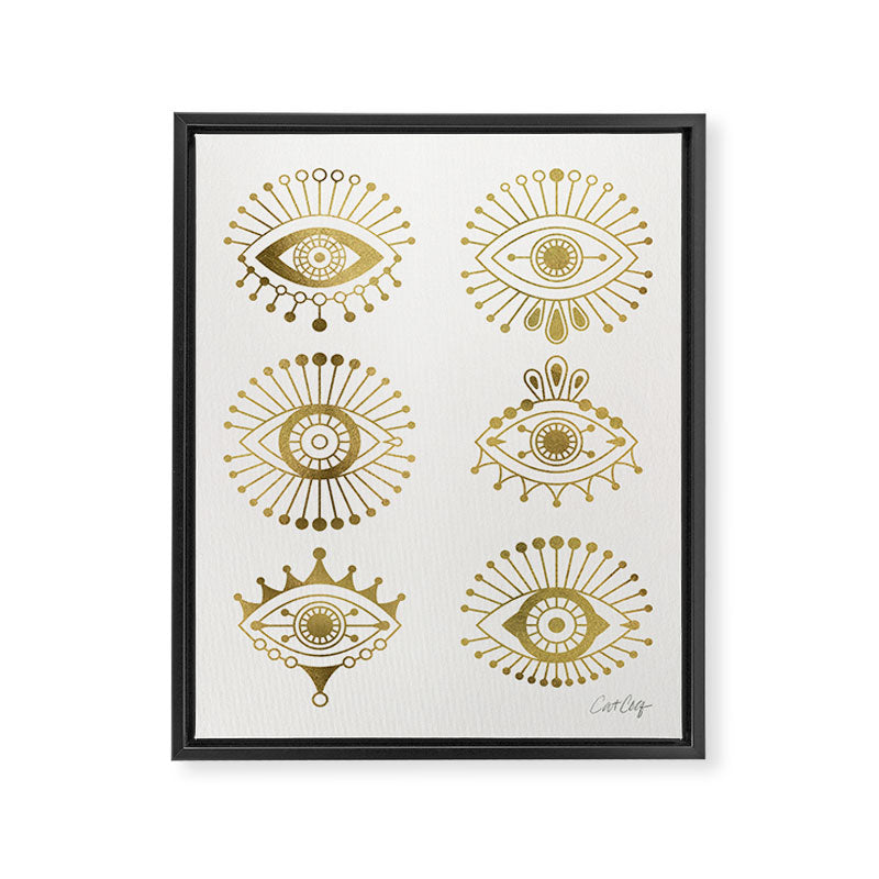 Evil Eyes - Gold Palette Framed Canvas Print Gallery Image 6