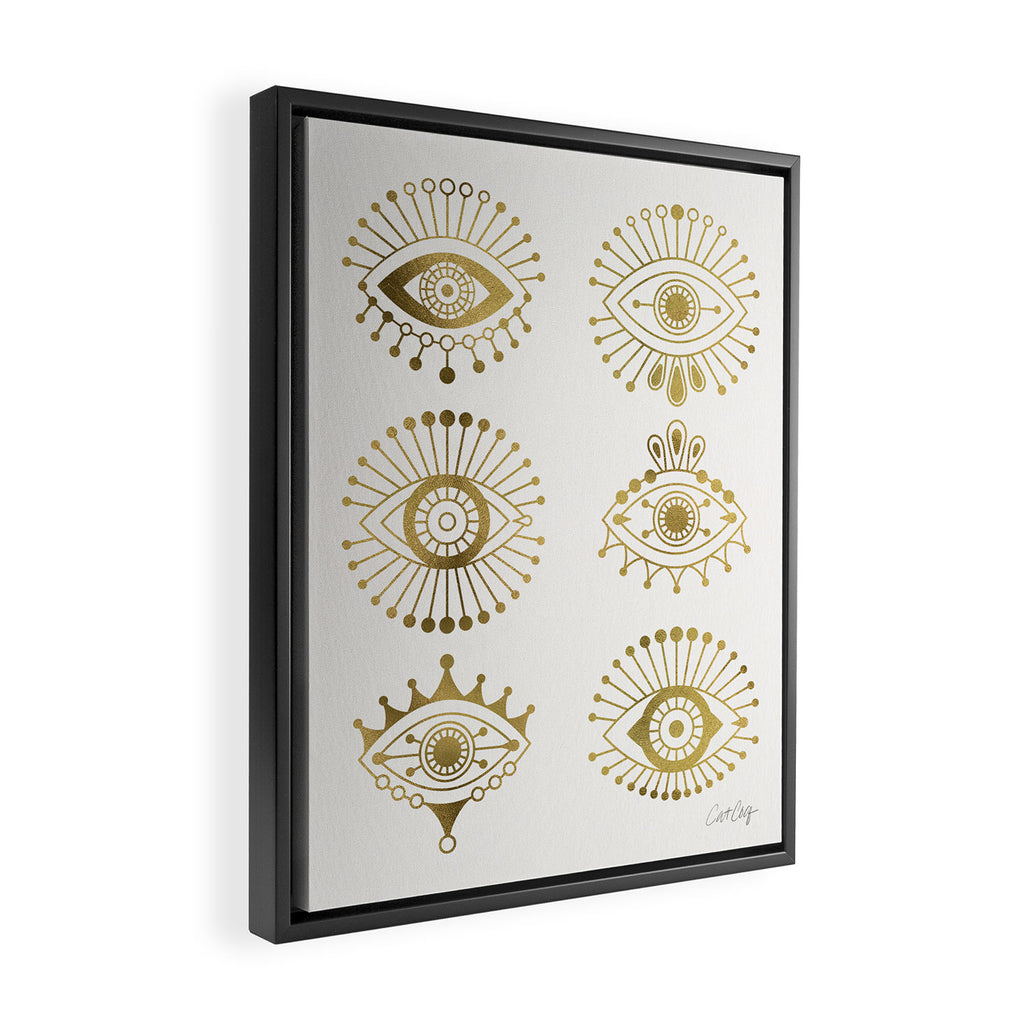 Evil Eyes - Gold Palette Framed Canvas Print Gallery Image 2