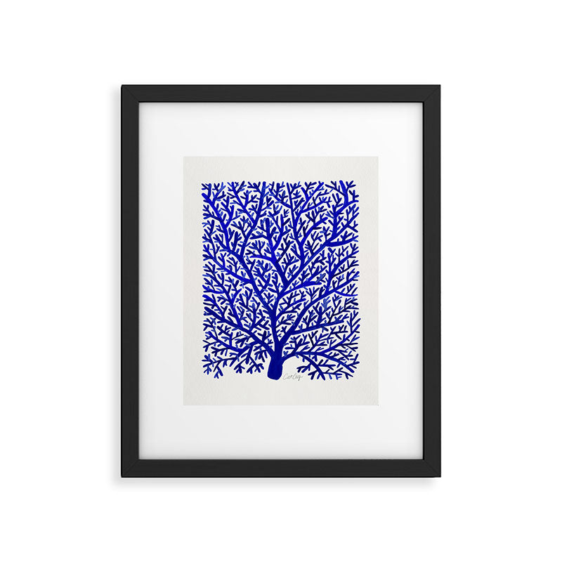 Fan Coral - Navy Framed Art Print Gallery Image 5