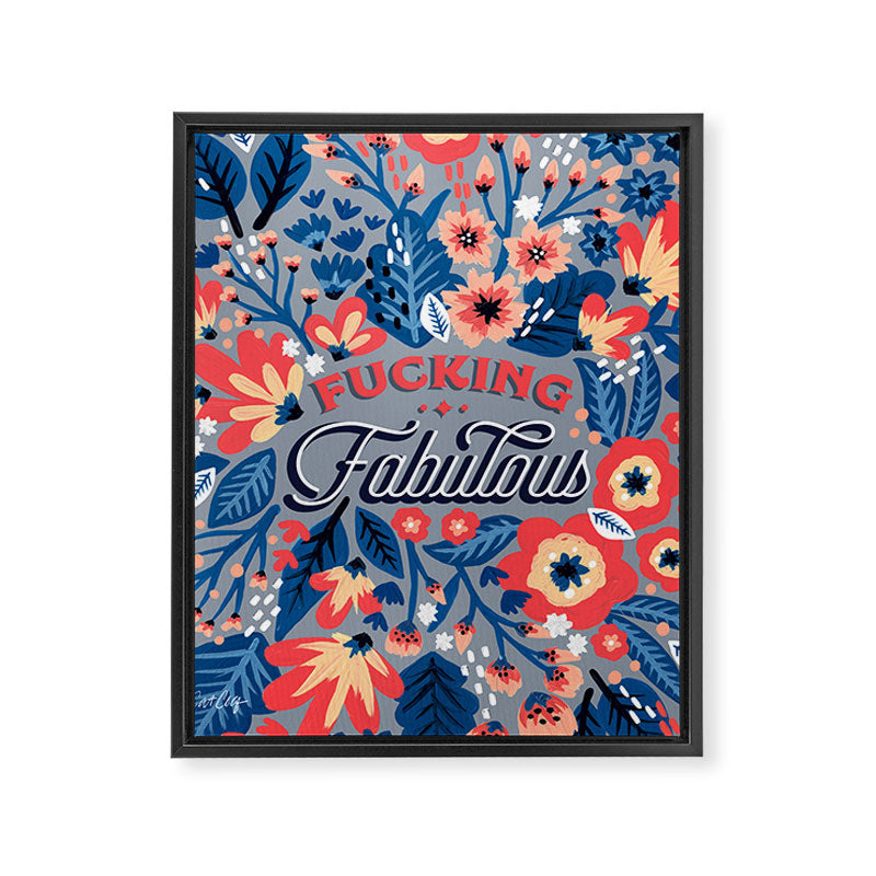 F*cking Fabulous - Denim & Coral Palette Framed Canvas Print Gallery Image 6