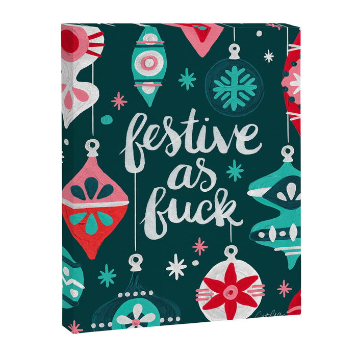 Festive As F*ck - Teal Canvas Print Gallery Image 1