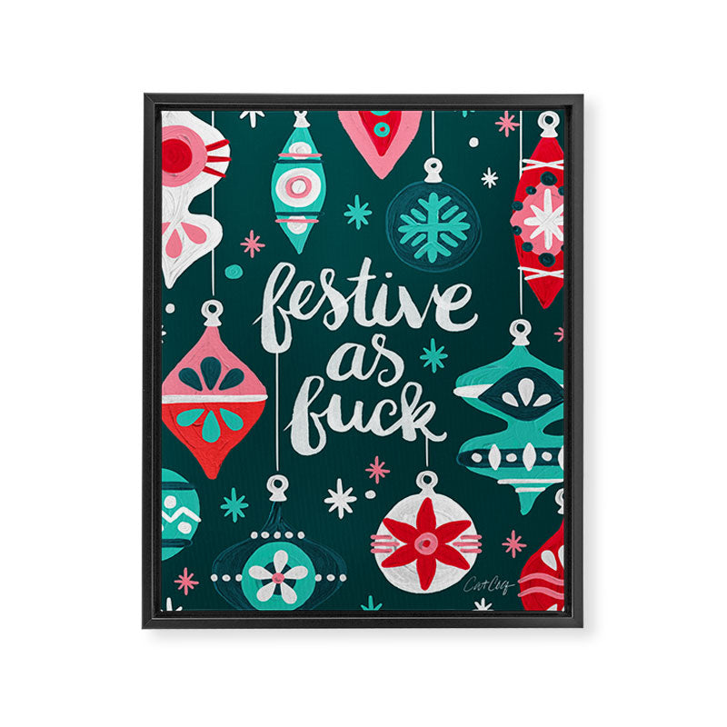 Festive As F*ck - Teal Framed Canvas Print Gallery Image 6