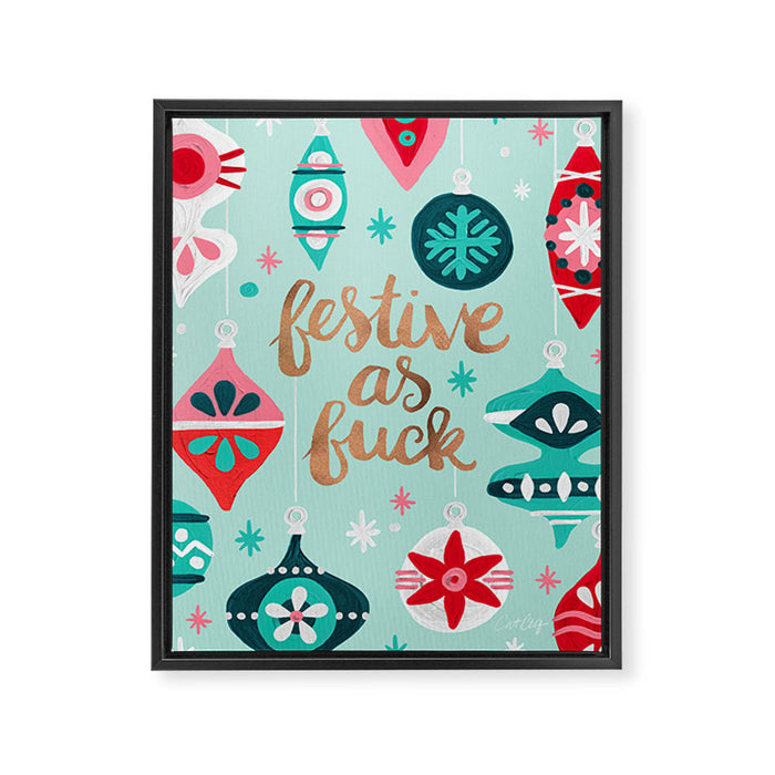 Festive As Fuck - Mint Palette Framed Canvas Print Gallery Image 1