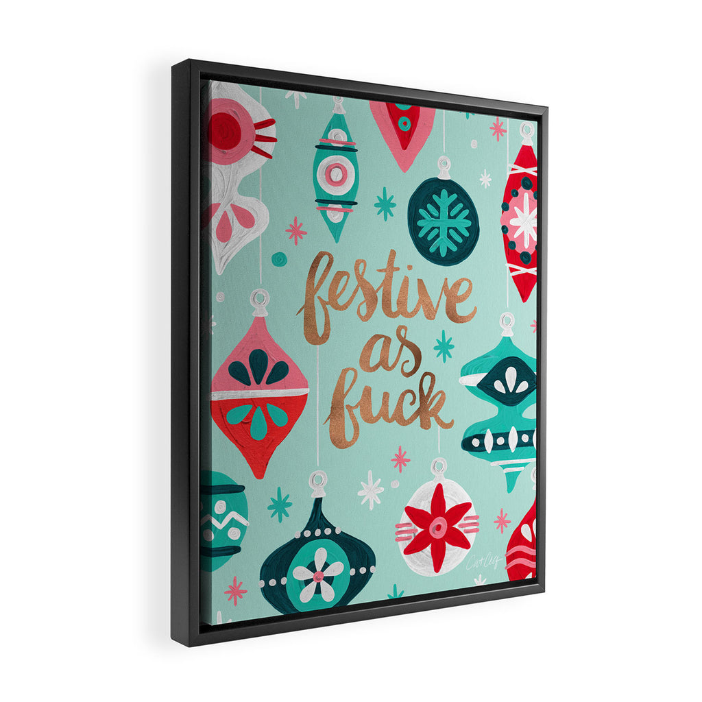Festive As Fuck - Mint Palette Framed Canvas Print Gallery Image 2