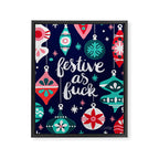 Festive As Fuck - Navy Palette Framed Canvas Print Gallery Image 8