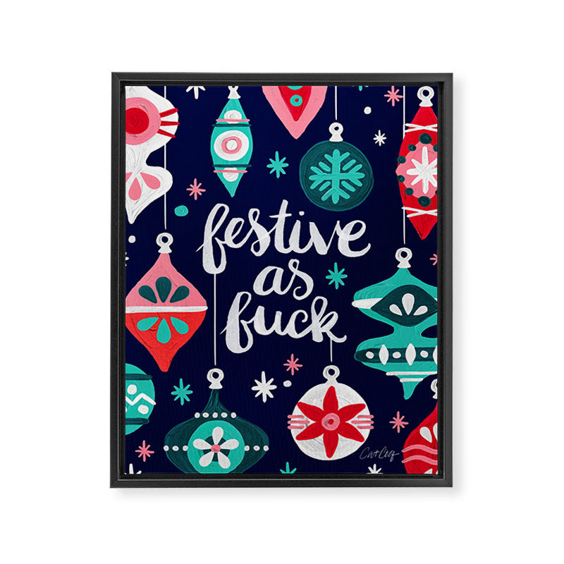 Festive As Fuck - Navy Palette Framed Canvas Print Gallery Image 8