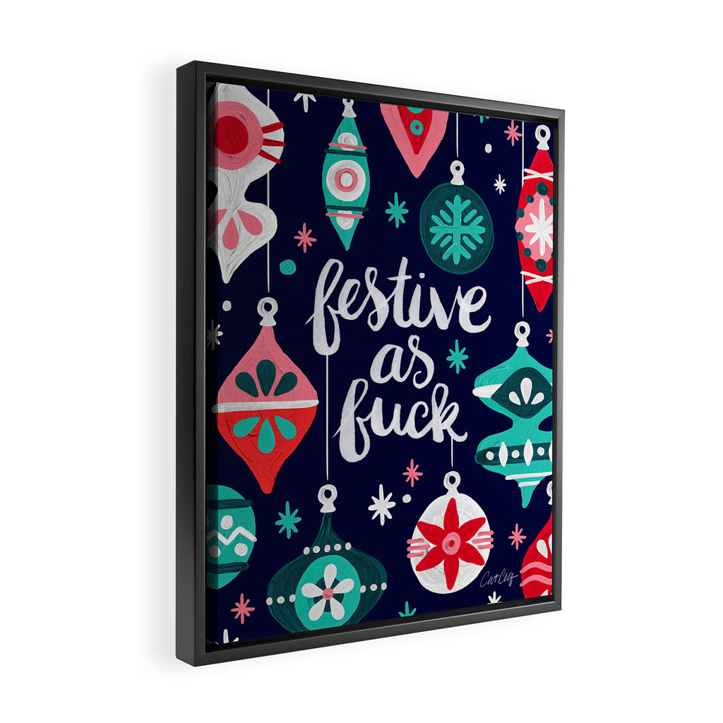 Festive As Fuck - Navy Palette Framed Canvas Print Gallery Image 2