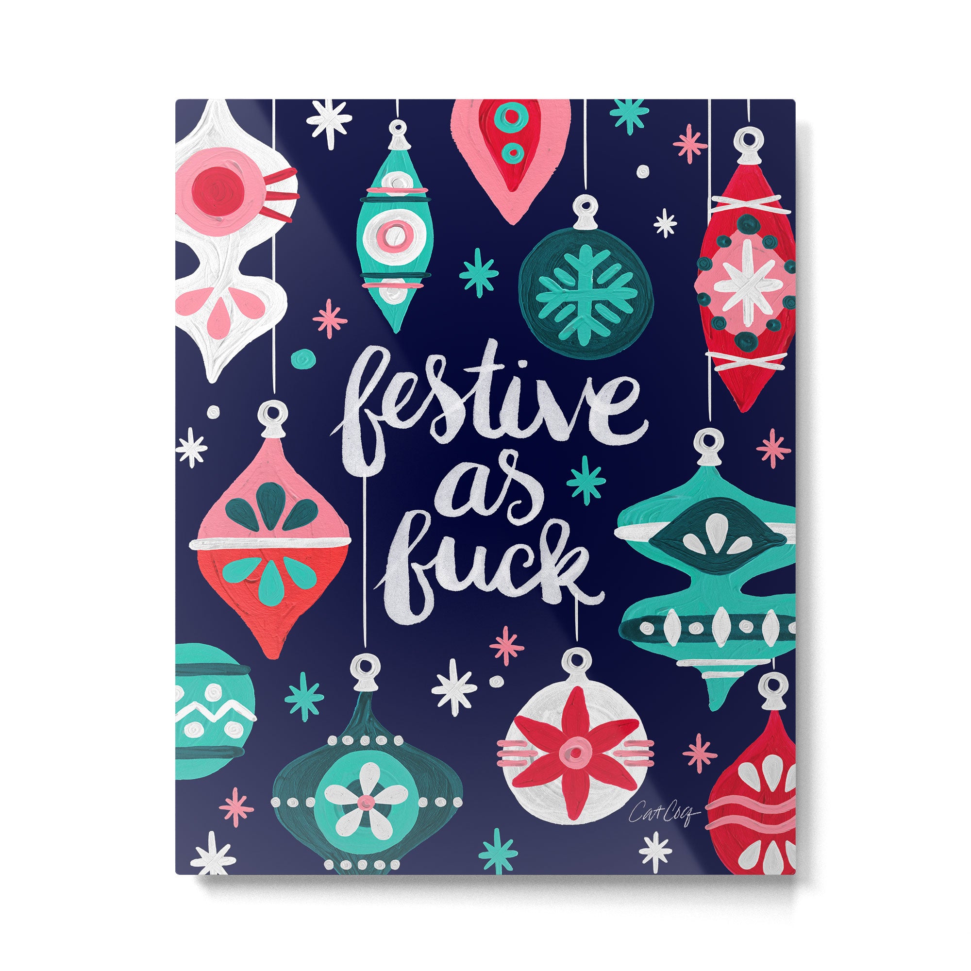 Festive As Fuck - Navy Palette Metal Print Gallery Image 6