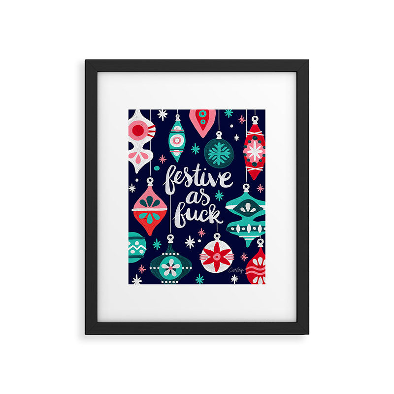 Festive As Fuck - Navy Palette Framed Art Print Gallery Image 6