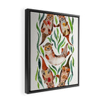 Five Otters - Green Seaweed Framed Canvas Print Gallery Image 2