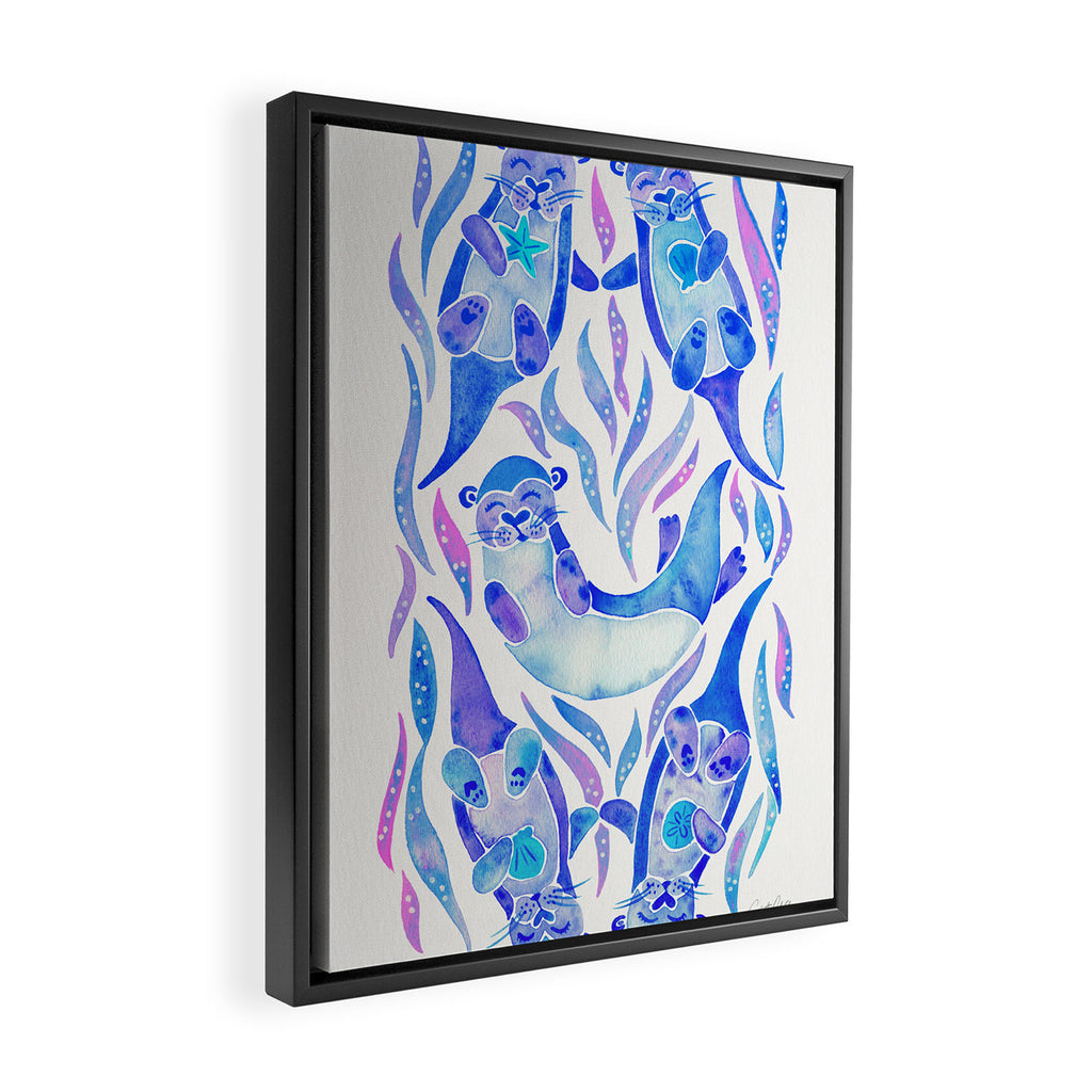 Five Otters - Indigo OmbrÃ© Framed Canvas Print Gallery Image 2