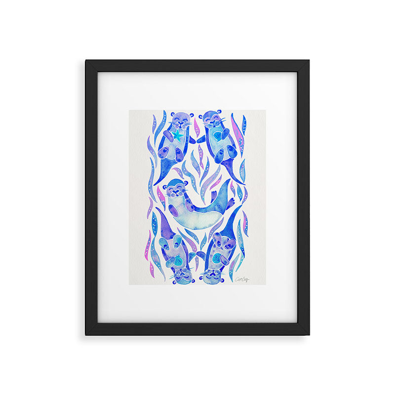 Five Otters - Indigo OmbrÃ© Framed Art Print Gallery Image 6