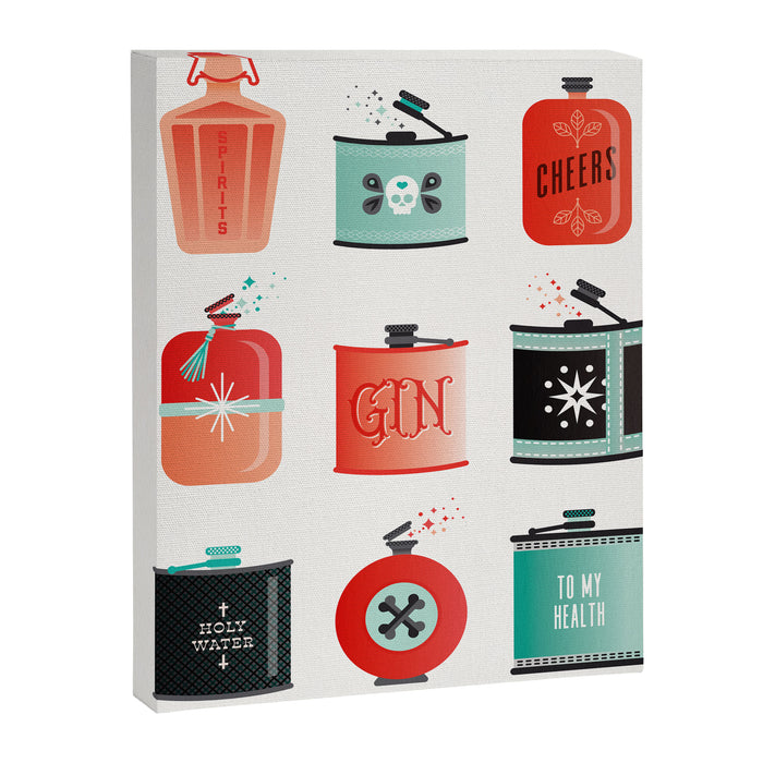 Flask Collection - Red & Turquoise Palette Canvas Print Gallery Image 1