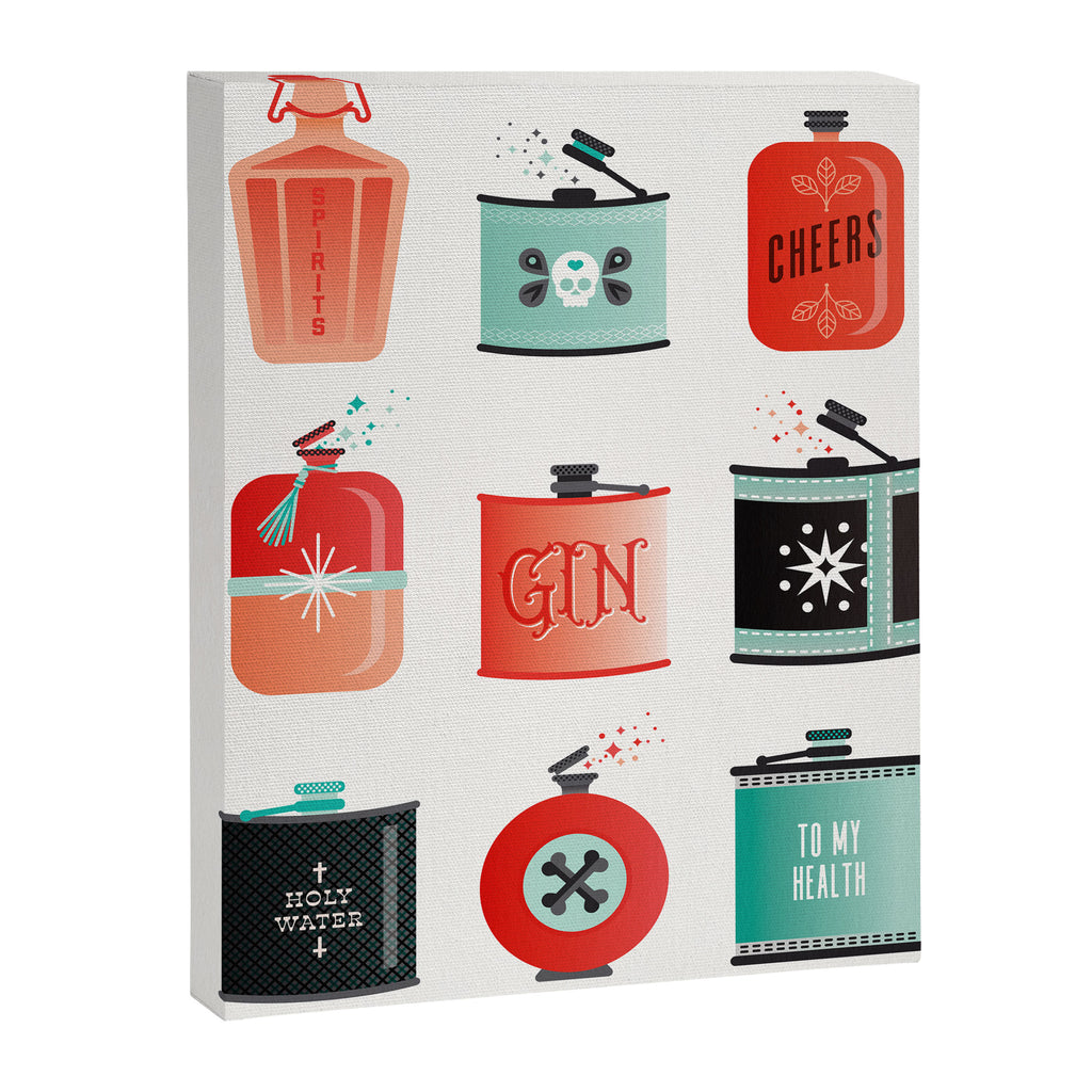 Flask Collection - Red & Turquoise Palette Canvas Print Gallery Image 6