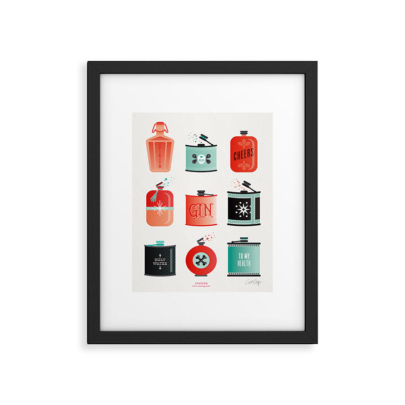 Flask Collection - Red & Turquoise Palette Framed Art Print Gallery Image 5