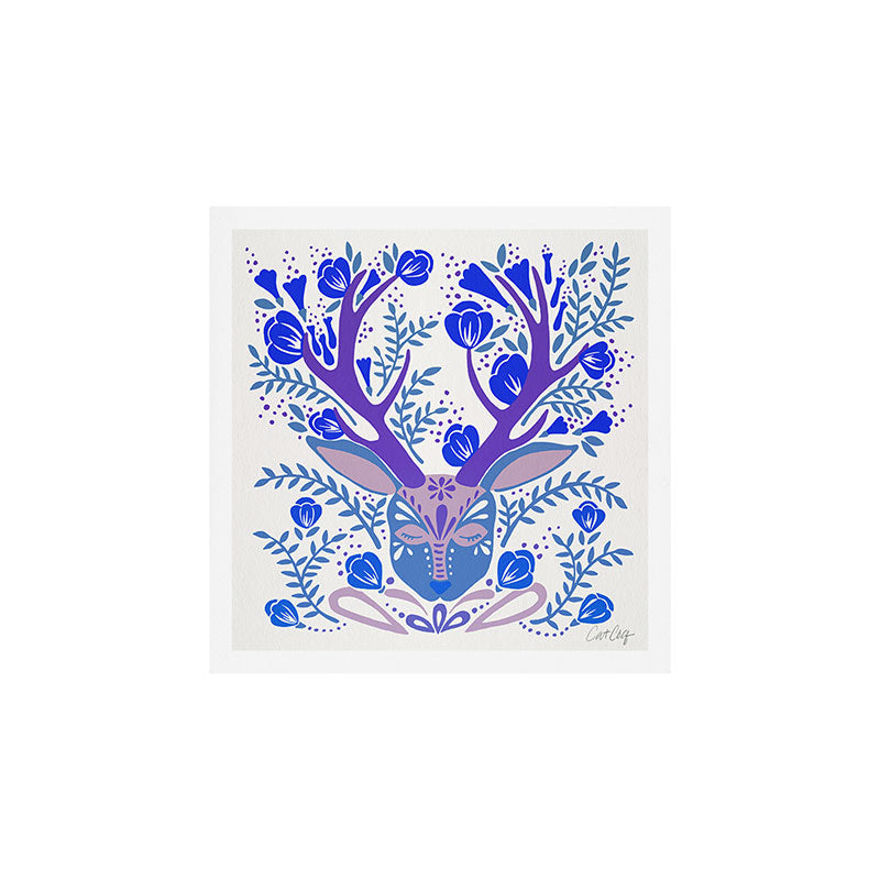 Floral Antlers - Blue Palette Art Print Gallery Image 1