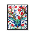 Floral Antlers - Red & Navy Framed Canvas Print Gallery Image 8