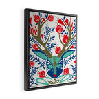 Floral Antlers - Red & Navy Framed Canvas Print Gallery Image 2