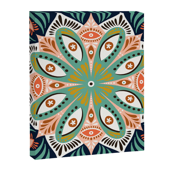Floral Eye Mandala - Blue & Blush Canvas Print Gallery Image 1