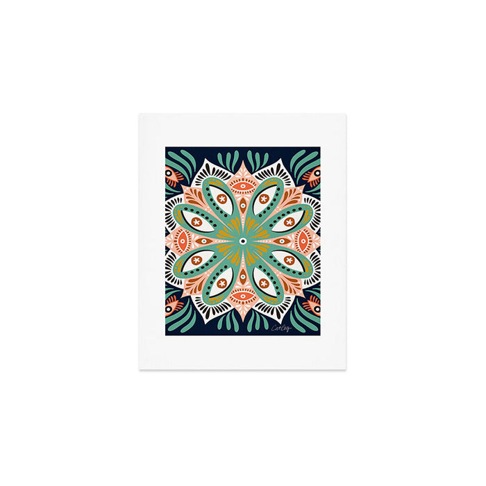 Floral Eye Mandala - Blue & Blush Art Print Gallery Image 1