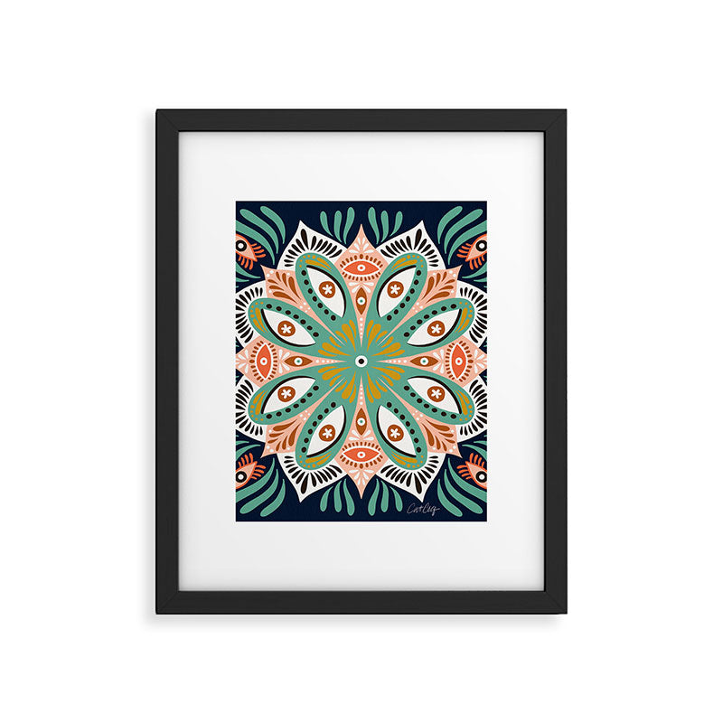 Floral Eye Mandala - Blue & Blush Framed Art Print Gallery Image 6