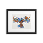 Floral Moose - Blue Flowers Framed Art Print Gallery Image 6