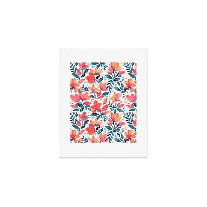 Flourishing Florals - Pink & Teal Art Print Gallery Image 1