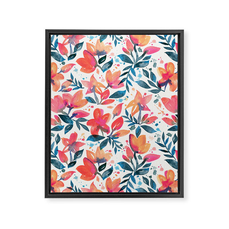 Flourishing Florals - Pink & Teal Framed Canvas Print Gallery Image 8