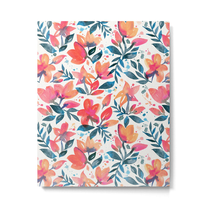 Flourishing Florals - Pink & Teal Metal Print Gallery Image 1