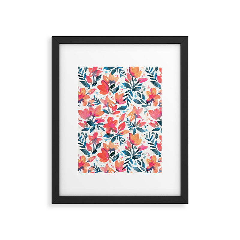 Flourishing Florals - Pink & Teal Framed Art Print Gallery Image 6
