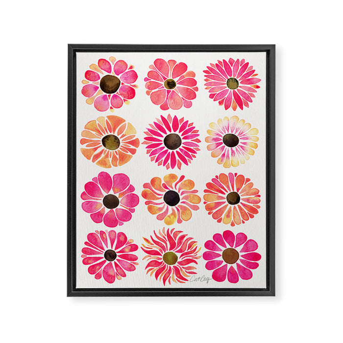 Flower Power - Pink Framed Canvas Print Gallery Image 1