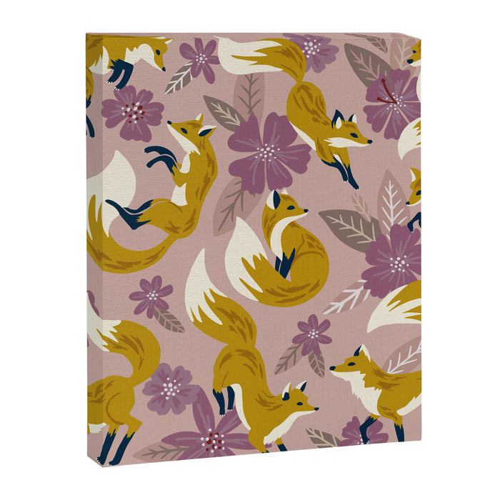 Foxes & Blooms - Lavender Palette Canvas Print Gallery Image 1