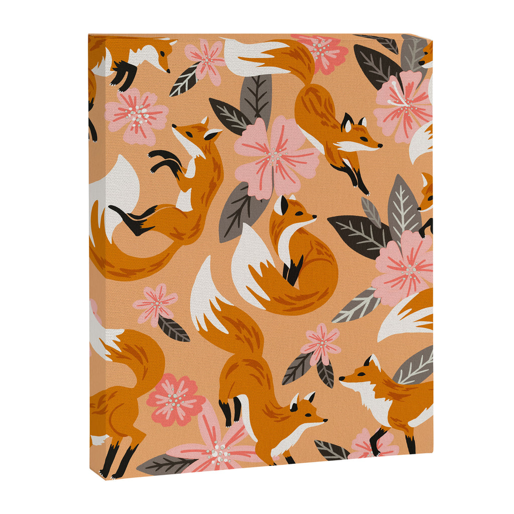 Foxes & Blooms - Melon Palette Canvas Print Gallery Image 8