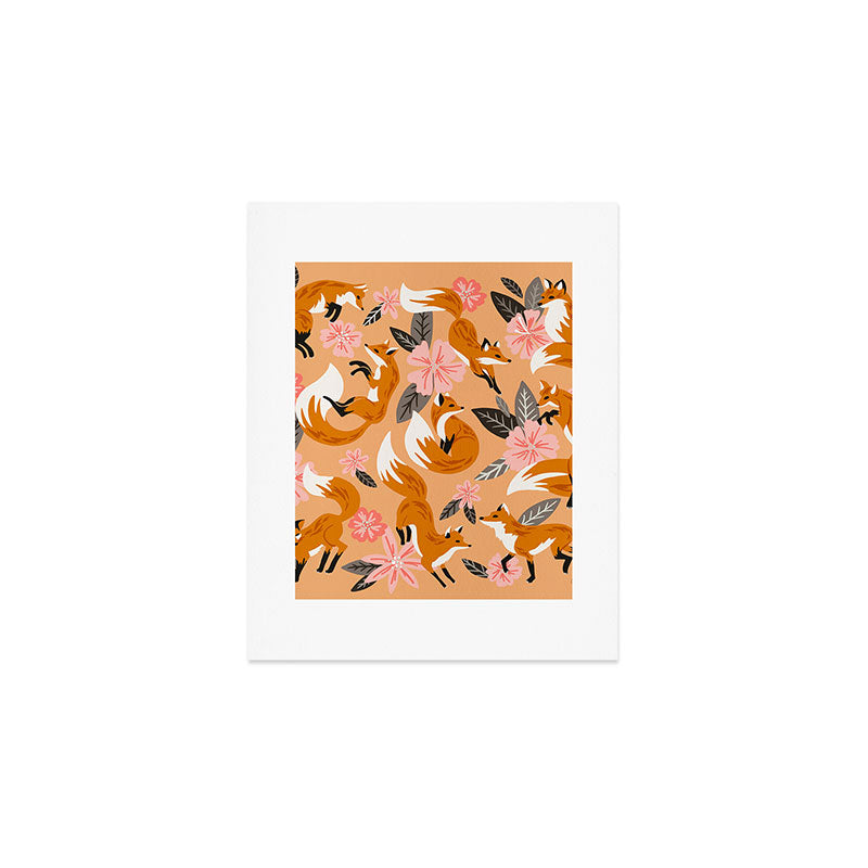 Foxes & Blooms - Melon Palette Art Print Gallery Image 1