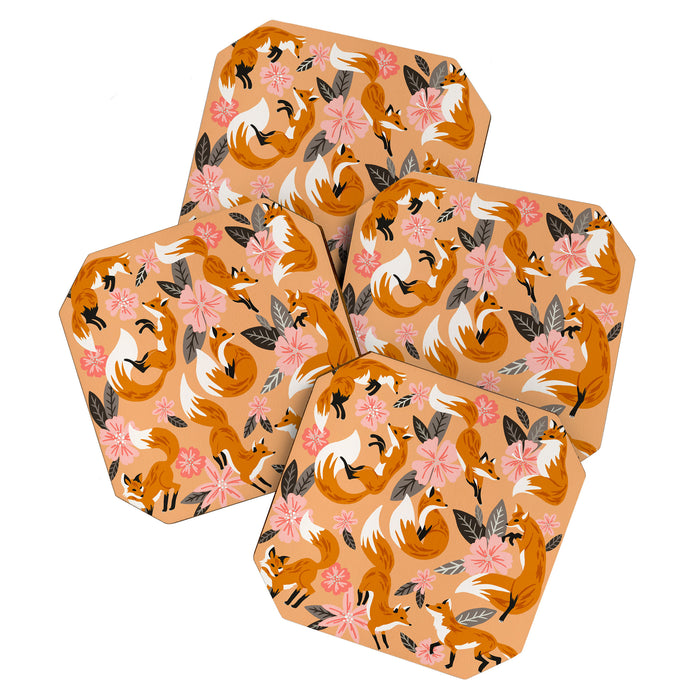 Foxes & Blooms - Melon Palette Coaster Gallery Image 1