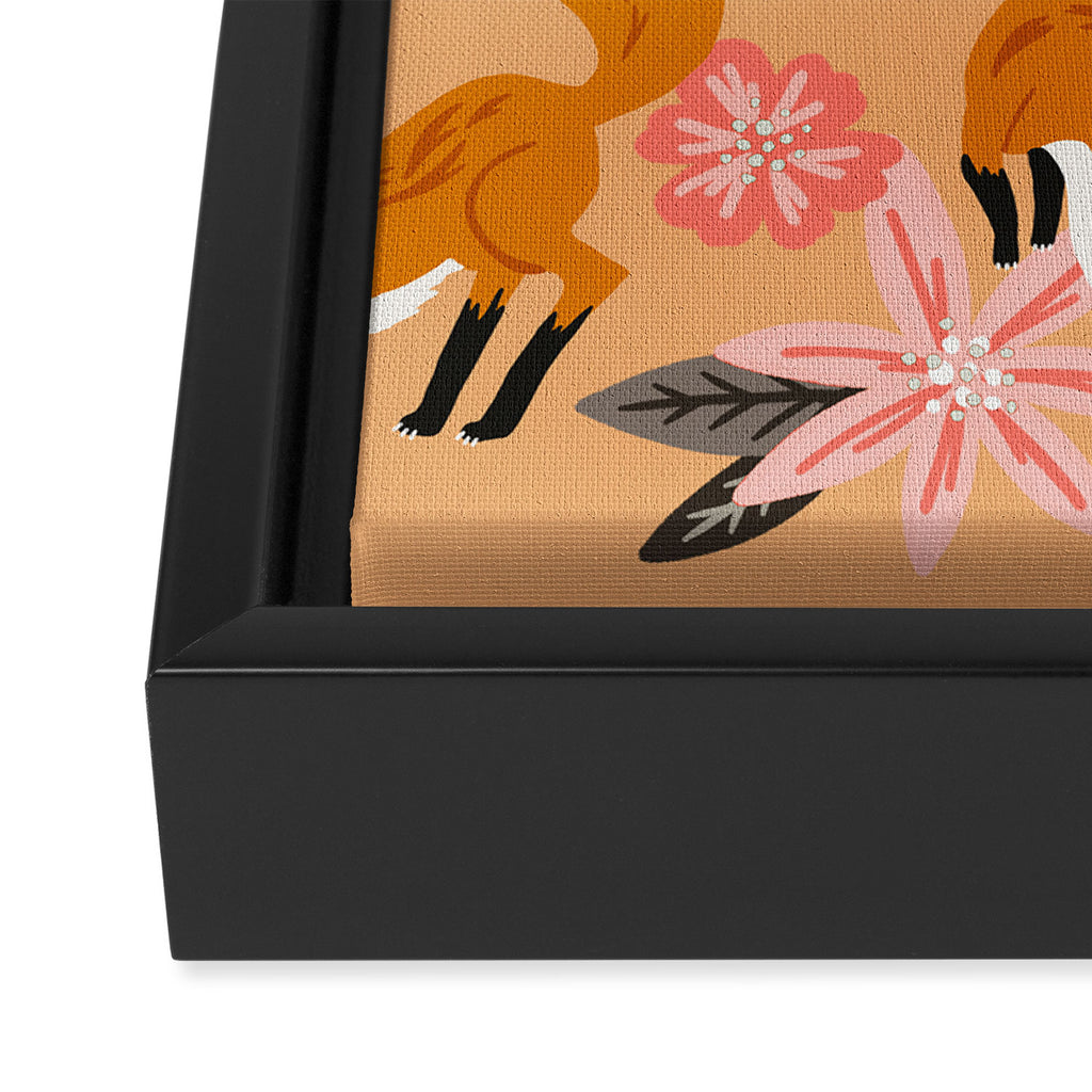 Foxes & Blooms - Melon Palette Framed Canvas Print Gallery Image 3