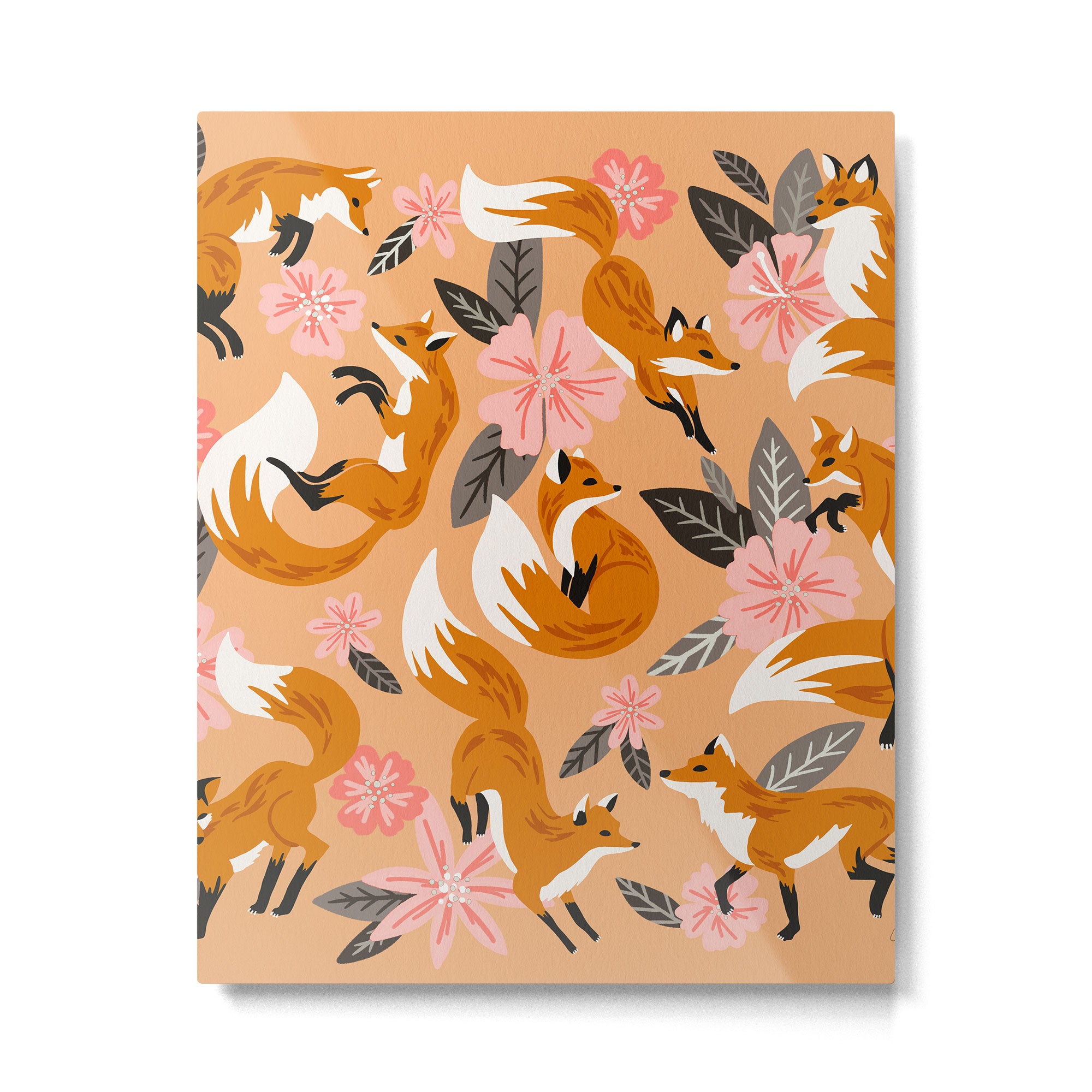 Foxes & Blooms - Melon Palette Metal Print Gallery Image 6