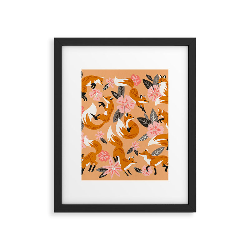 Foxes & Blooms - Melon Palette Framed Art Print Gallery Image 6
