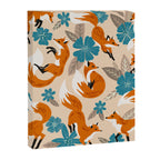 Foxes & Blooms - Tan & Blue Canvas Print Gallery Image 8