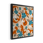 Foxes & Blooms - Tan & Blue Framed Canvas Print Gallery Image 2
