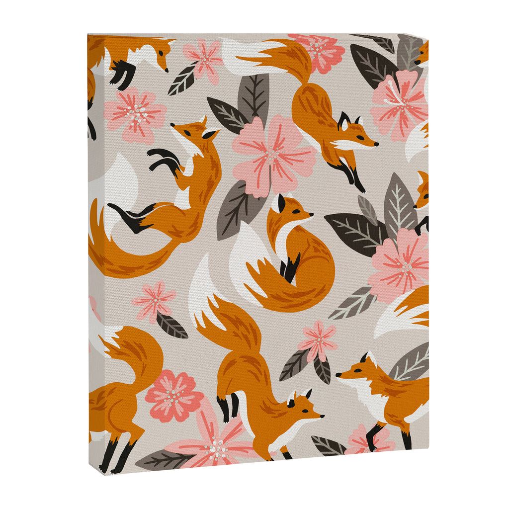 Foxes & Booms - Pink & Grey Canvas Print Gallery Image 8