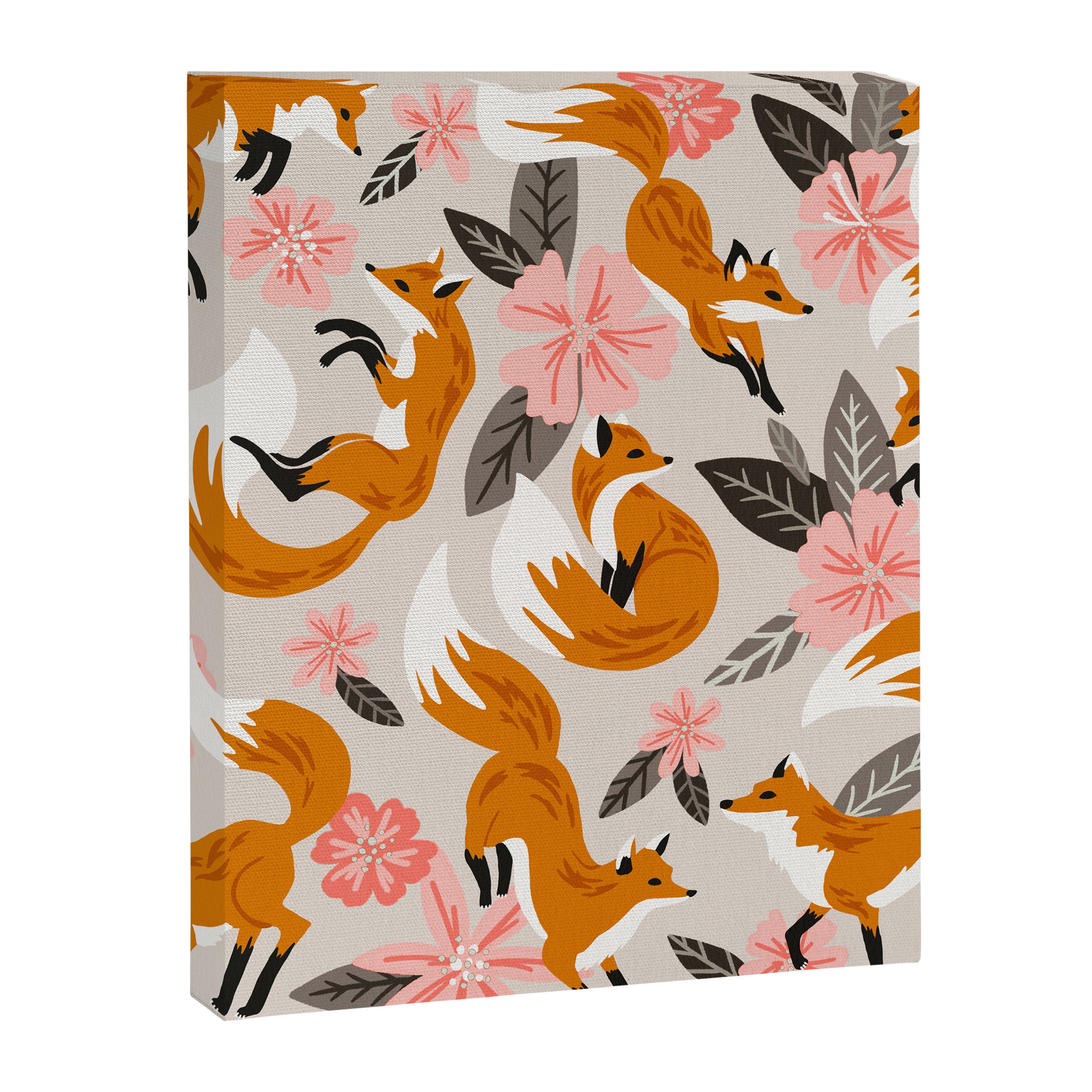 Foxes & Booms - Pink & Grey Canvas Print Gallery Image 8