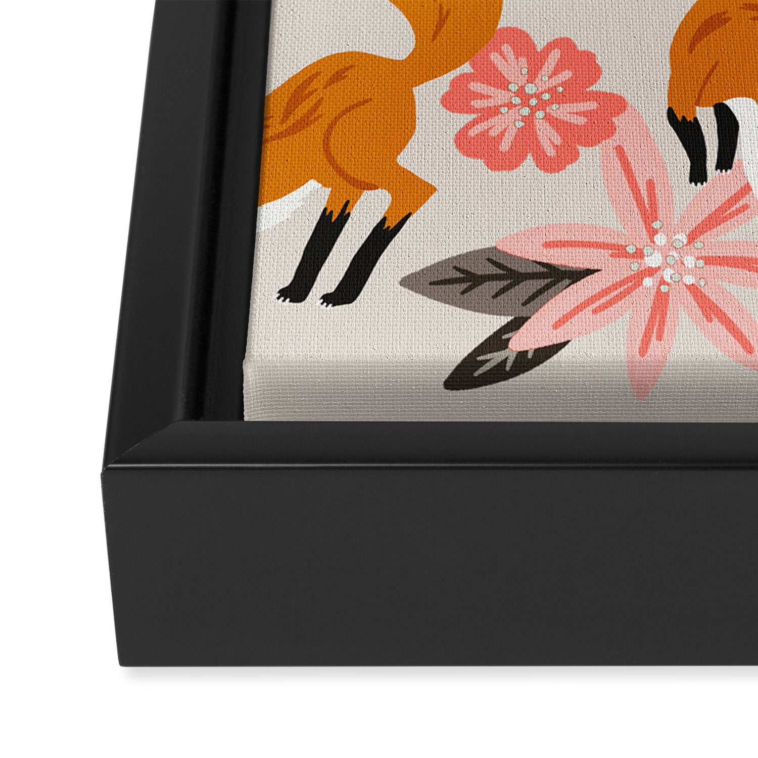 Foxes & Booms - Pink & Grey Framed Canvas Print Gallery Image 3