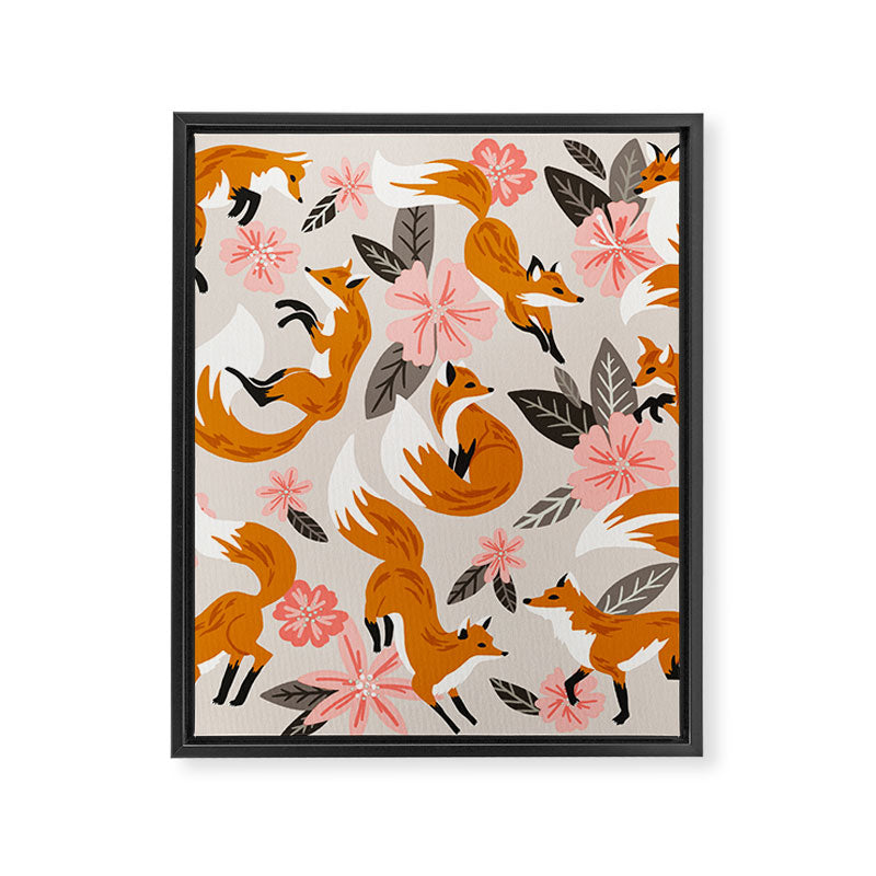 Foxes & Booms - Pink & Grey Framed Canvas Print Gallery Image 8