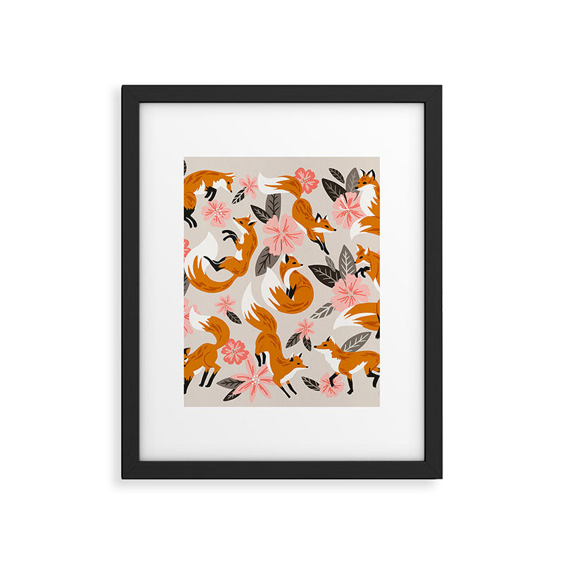 Foxes & Booms - Pink & Grey Framed Art Print Gallery Image 6