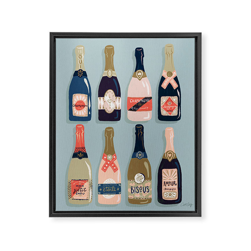 French Champagne Collection - Navy & Coral Framed Canvas Print Gallery Image 8