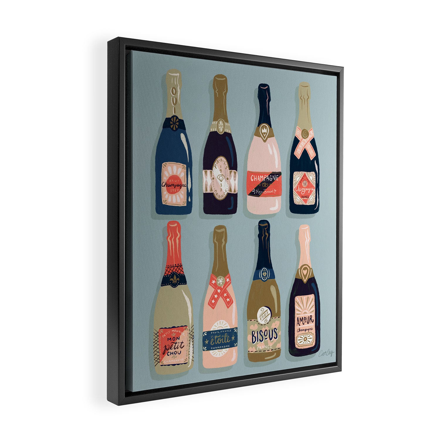 French Champagne Collection - Navy & Coral Framed Canvas Print Gallery Image 2