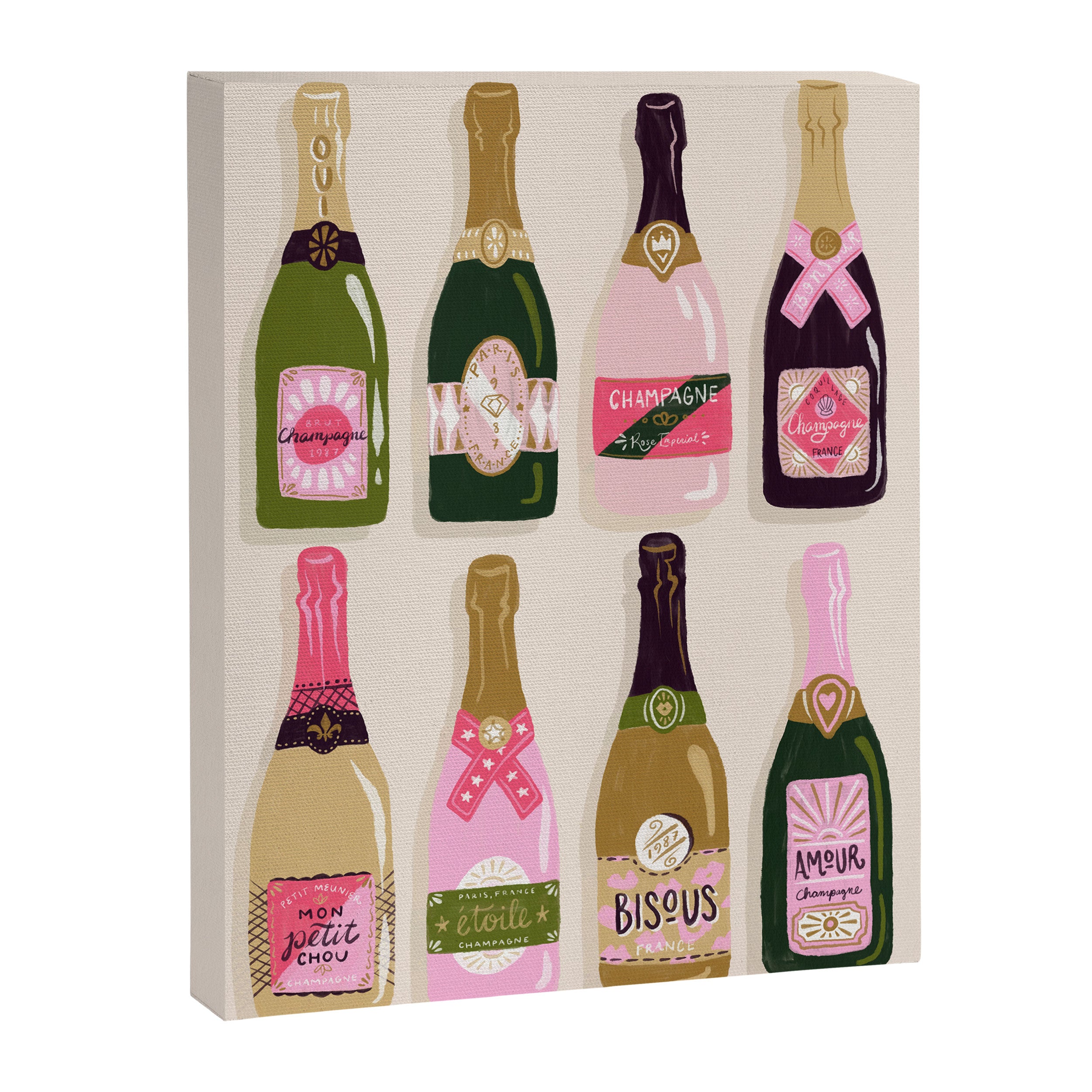 French Champagne Collection - Pink & Green Canvas Print Gallery Image 8